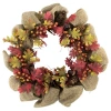 Northlight Rustic Burlap Fall Harvest Wreath With Acorns And Berries, 18-inch In Red