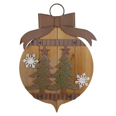 Northlight Rustic Christmas Trees And Snowflakes Wall Sign In Brown