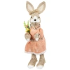 Northlight Rustic Girl Rabbit Easter Figure With Flowers In Beige