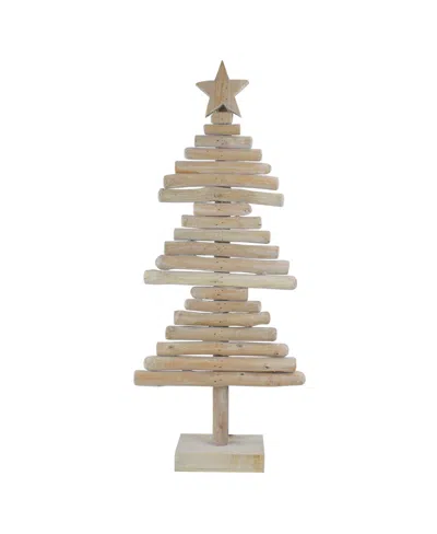 Northlight Rustic Wooden Christmas Tree With Star Table Top Decor, 25.5" In Beige