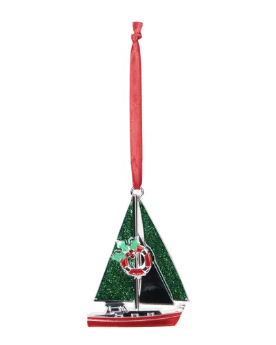 Northlight Sailboat With Holly Life Preserver Christmas Ornament In Green