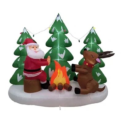 Northlight Santa And Reindeer Christmas Inflatable In Multi
