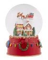 Northlight Santa & Reindeer Christmas Night Musical Snow Globe In Red