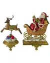 Northlight Santa & Reindeer Glittered Christmas Stocking Holders In Gold