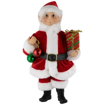 Northlight Santa Elf With Gift Christmas Figure In Red