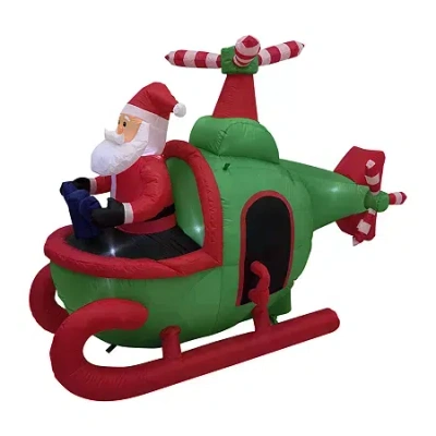 Northlight Santa With Helicopter Christmas Inflatable In Multi