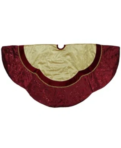 Northlight Scalloped Sequined Christmas Tree Skirt In Red