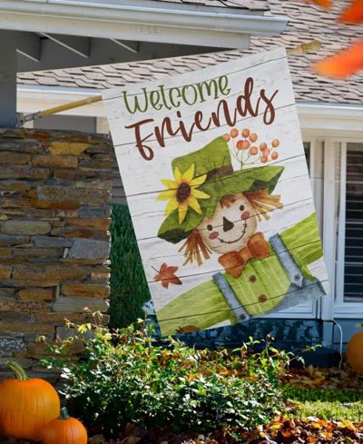 Northlight Scarecrow "welcome Friends" Fall Harvest Outdoor House Flag In Green