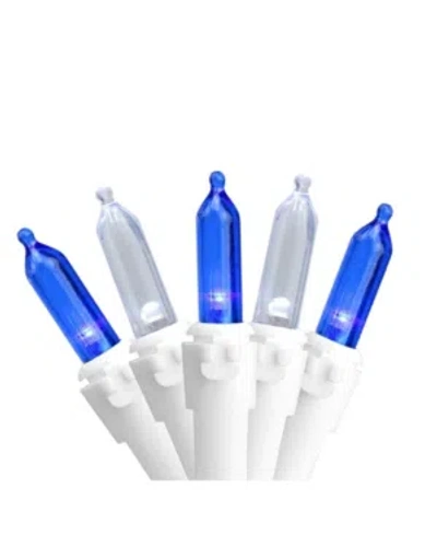 Northlight Set Of 100 Blue Pure White Led Mini Christmas Lights 4" Spacing