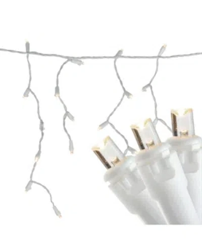 Northlight Set Of 100 Warm White Led Wide Angle Icicle Christmas Lights - White Wire In Multi