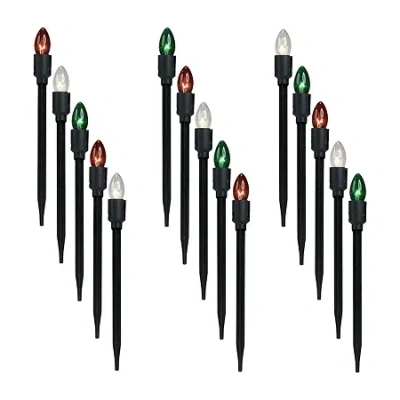 Northlight Set Of 15 Lighted Red Clear And Green C9 Christmas Pathway Marker Decor In Multi