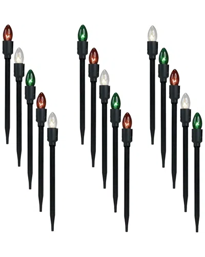 Northlight Set Of 15 Lighted Red Clear And Green C9 Christmas Pathway Marker  Decor