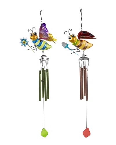 Northlight Set Of 2 Bees Outdoor Garden Windchimes In Green