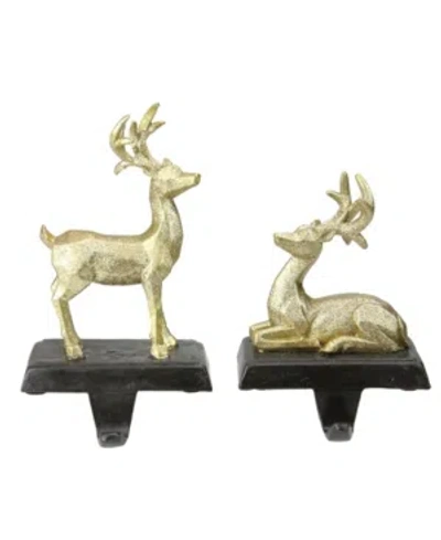 Northlight Set Of 2 Gold Reindeer Glittered Christmas Stocking Holders 8.5"