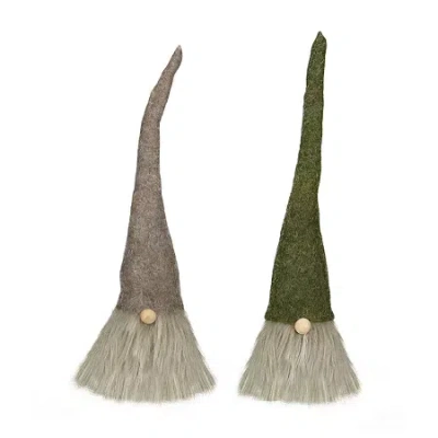 Northlight Set Of 2 Green And Gray Christmas 10.5in 2-pc. Christmas Gnome In Multi