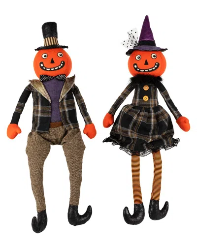 Northlight Set Of 2 Jack-o-lantern Couple Halloween Figures In Multi