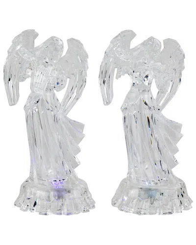 Northlight Set Of 2 Led Lighted Color Changing Angel Acrylic Christmas Decorations In Clear