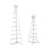 Northlight Set Of 2 Led Lighted Multi-color Spiral Cone Trees 3ft 4ft Christmas Yard Art In White