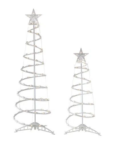 Northlight Set Of 2 Lighted Clear Outdoor Spiral Christmas Display In White