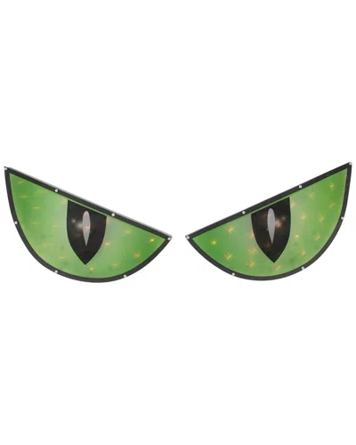 Northlight Set Of 2 Lighted Green & Black Eyes Halloween Window Silhouette