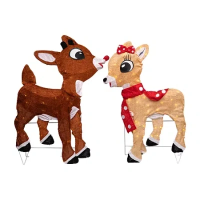Northlight Set Of 2 Lighted Rudolph And Clarice Outdoor Christmas Decorations 32" In Multi