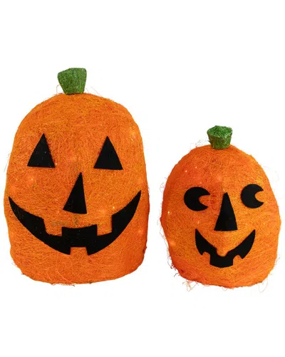 Northlight Set Of 2 Lighted Sisal Jack O'lanterns Yard Art In Orange