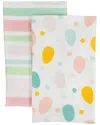 Northlight Stripes And Easter Eggs Kitchen Tea Towels In White