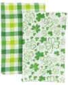 NORTHLIGHT NORTHLIGHT SET OF 2 SHAMROCKS & PLAID ST. PATRICK'S DAY KITCHEN TOWELS