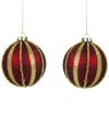 Northlight Set Of 2 Striped Beaded Christmas Ball Ornaments