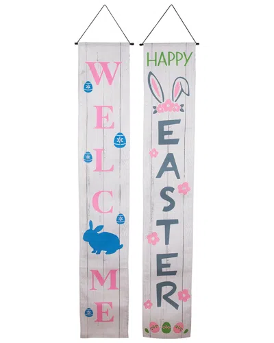 Northlight Set Of 2 Welcome & Happy Easter Outdoor Hanging Banners In Ivory