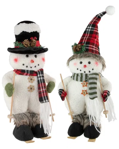 Northlight Set Of 2 Winter Skiing Snowmen Christmas Table Top Decorations In Multi