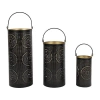 Northlight Set Of 3 Black And Gold Decorative Floral Cut-out Pillar Candle Lanterns 12.5" In Black
