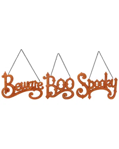 Northlight Set Of 3 Boo Spooky & Beware Hanging Halloween Decorations In Orange