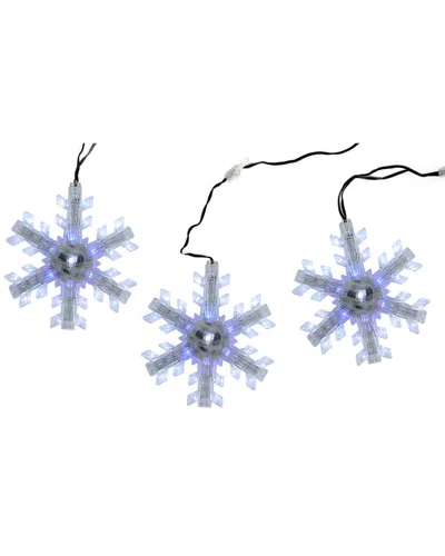 Northlight Set Of 3 Cascading White And Blue Snowfall Led Snowflake Christmas  Lights 25in