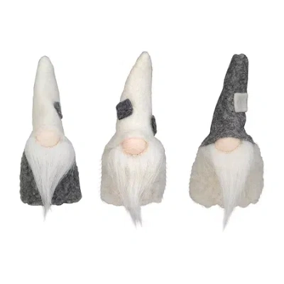 Northlight Set Of 3 Gray And Cream Christmas Gnomes 3.75" In White