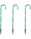 Northlight Set Of 3 Green & White Twinkle Candy Cane Pathway Markers In Green