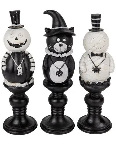Northlight Set Of 3 Halloween Candlestick Decorations In Black