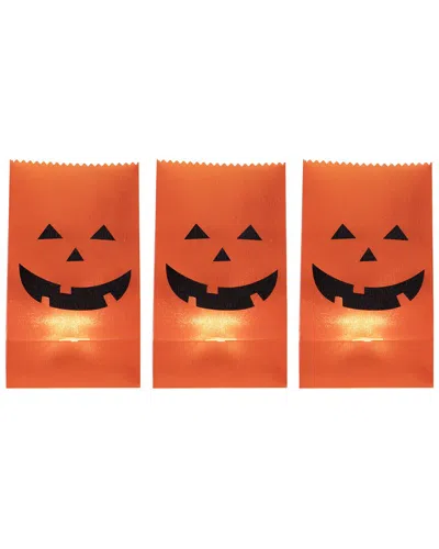 Northlight Set Of 3 Jack-o-lantern Halloween Luminary Pathway Markers In Orange