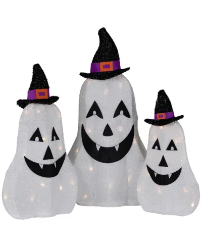 Northlight Set Of 3 Led Jack O' Lantern Ghosts Outdoor Halloween Decorations In White