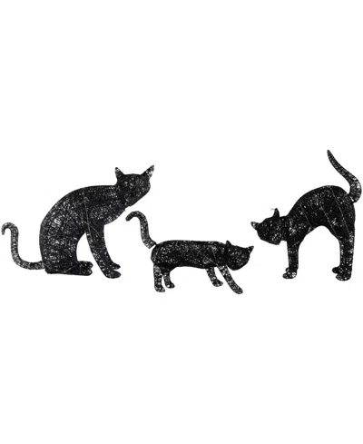 Northlight Set Of 3 Led Lighted Black Cat Family Outdoor Halloween Decorations 27.5"