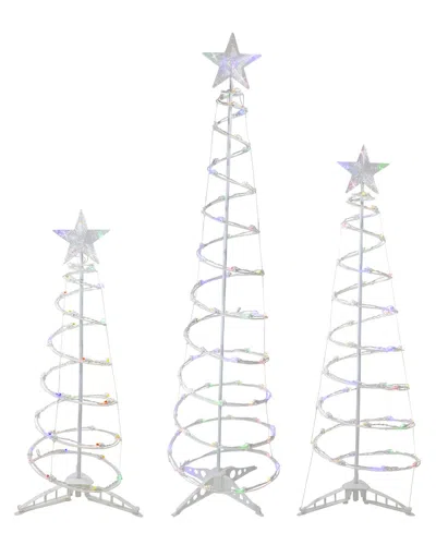 NORTHLIGHT NORTHLIGHT SET OF 3 LED LIGHTED MULTICOLOR OUTDOOR SPIRAL DISPLAY
