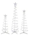 Northlight Set Of 3 Green Lighted Spiral Christmas Trees Yard Decorations In White