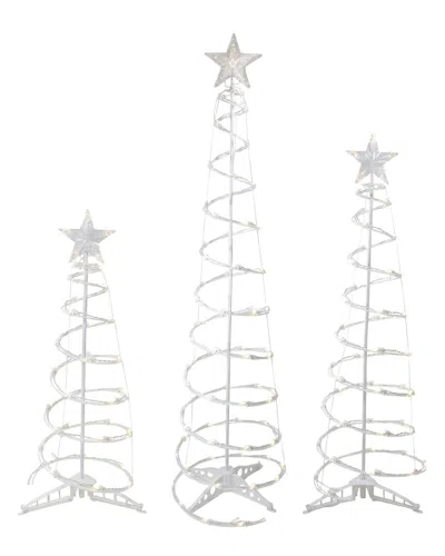 NORTHLIGHT NORTHLIGHT SET OF 3 LED LIGHTED WARM WHITE OUTDOOR SPIRAL DECORATIONS