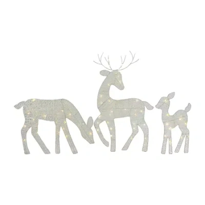 Northlight Set Of 3 Led Lighted White Reindeer Family Outdoor Christmas Decorations 29"