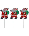 Northlight Set Of 3 Lighted Holographic Santa Claus Christmas Pathway Markers In Red