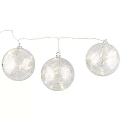 Northlight Set Of 3 Lighted Silver Mercury Glass Finish Ball Christmas Ornaments - Clear Lights
