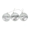 Northlight Set Of 3 Lighted Silver Mercury Glass Finish Ribbed Ball Christmas Ornaments - Clear Lights In Silver