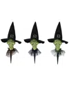 Northlight Set Of 3 Lighted Smirking Witch Halloween Outdoor Pathway Markers  With Timer In Green