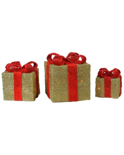 Northlight Lighted Gi Boxes Outdoor Christmas Decorations In Gold