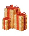 Northlight Set Of 3 Lighted Tall Gold Sisal Gift Boxes